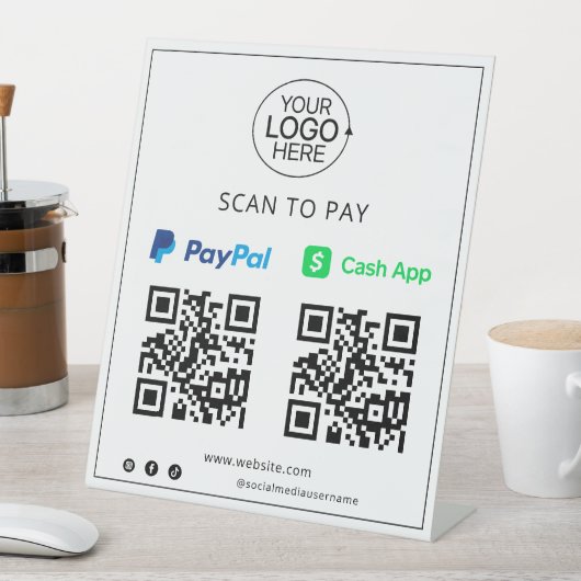 PayPal Cash-app Contactloos mobiel betalen Reclamebord Met Voetstuk (Insitu)