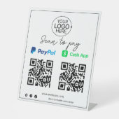 PayPal Cash-app Contactloos mobiel betalingsscript Reclamebord Met Voetstuk (Voorkant)