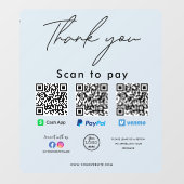 Paypal Cash App Venmo QR Code Logo Dank u Raamsticker (Vel)