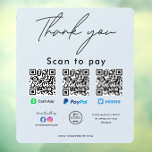 Paypal Cash App Venmo QR Code Logo Dank u Raamsticker (Vel 3)