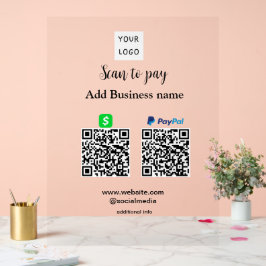 PayPal Cashapp scan om QR te betalen Voeg bedrijfs Acryl Bord