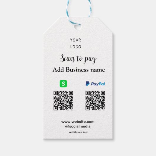 PayPal Cashapp scan om QR te betalen Voeg bedrijfs Cadeaulabel (Voorkant)