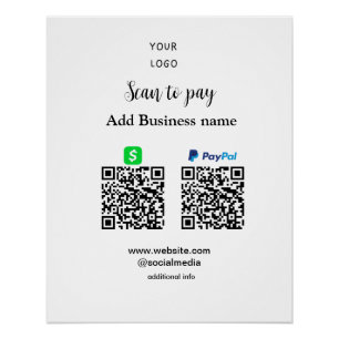 PayPal Cashapp scan om QR te betalen Voeg bedrijfs Perfect Poster