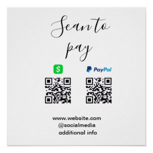 Paypal Cashapp scan om te betalen QR voeg bedrijfs Perfect Poster