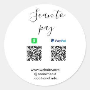 Paypal Cashapp scan om te betalen QR voeg bedrijfs Ronde Sticker