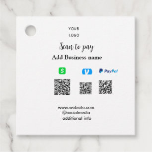 Paypal Cashapp venmo scan om te betalen QR voeg be Bedankjes Labels