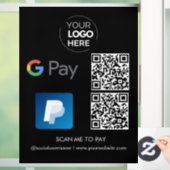 Paypal G Pay QR Code Betaling | Scannen naar zwart Raamsticker (Huis)
