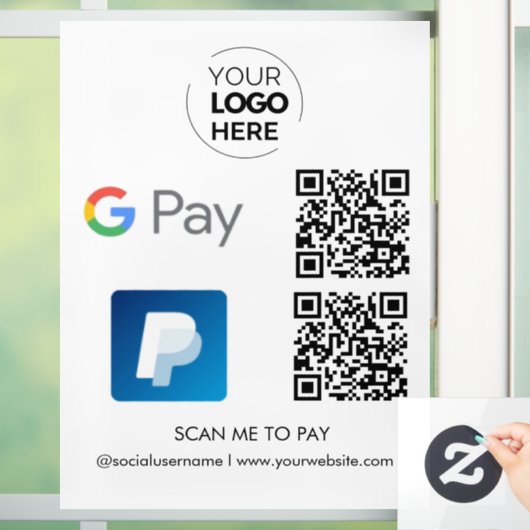 PayPal Google Pay QR Code Betaling | Scannen naar  Raamsticker (Huis)