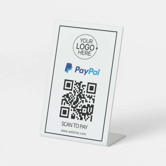 PayPal QR-code Betaling Contactloos toevoegen Logo Reclamebord Met Voetstuk (Voorkant)