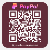 Paypal QR Code Betaling Scan naar Betalen Bourgogn Vierkante Sticker (Voorkant)