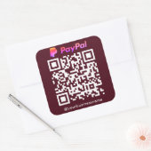 Paypal QR Code Betaling Scan naar Betalen Bourgogn Vierkante Sticker (Envelop)