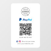 Paypal QR Code Betaling | Scan om Zakelijk Logo te Raamsticker (Vel)