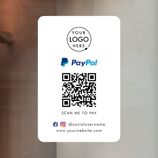 Paypal QR Code Betaling | Scan om Zakelijk Logo te Raamsticker