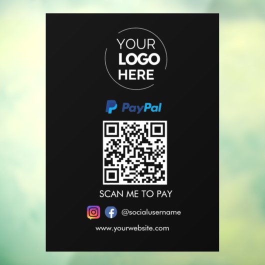 PayPal QR-code Betaling | Scannen naar zwart betal Raamsticker (Vel 3)