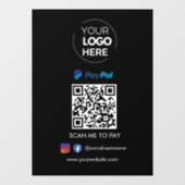 PayPal QR-code Betaling | Scannen naar zwart betal Raamsticker (Vel)