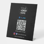 PayPal QR-code Betaling | Scannen naar zwart betal Reclamebord Met Voetstuk (Voorkant)