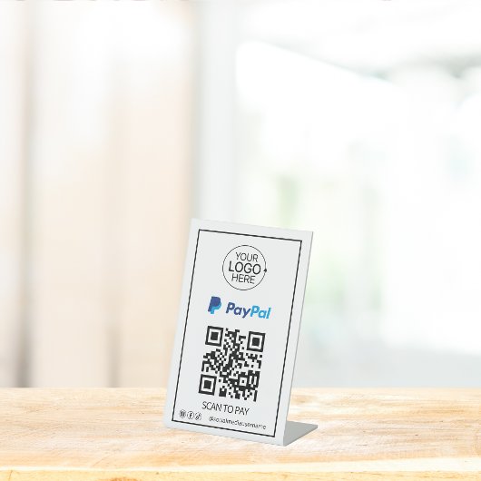 PayPal QR-code Betaling Voeg Logo toe Sociale medi Reclamebord Met Voetstuk