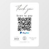 PayPal QR-code Logo Scannen naar betaling Bedankt Raamsticker (Vel)