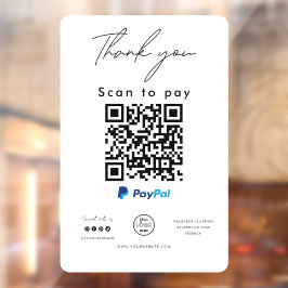 PayPal QR-code Logo Scannen naar betaling Bedankt Raamsticker