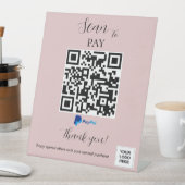 PayPal QR-code Roze Blush Reclamebord Met Voetstuk (Insitu)