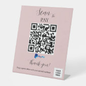 PayPal QR-code Roze Blush Reclamebord Met Voetstuk (Voorkant)