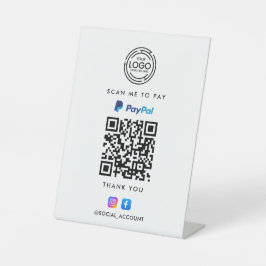 PAYPAL QR CODE SCAN OM UW LOGO BEDRIJF TE BETALEN RECLAMEBORD MET VOETSTUK