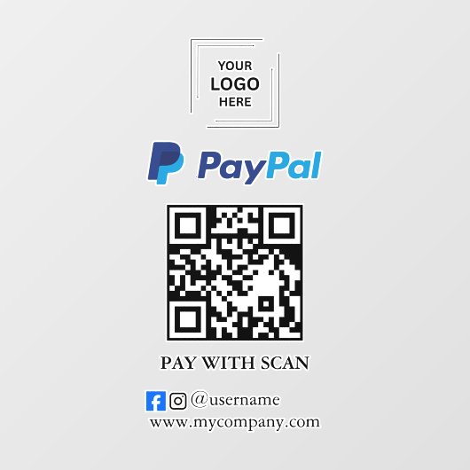 PayPal QR-code scan om vensterstickers voor bedrij Raamsticker (Vel)
