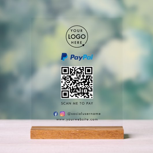 PayPal QR-code | Scannen naar zakelijke Logo betal Acryl Bord (Neutraal)