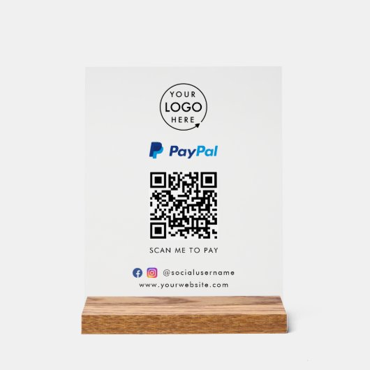 PayPal QR-code | Scannen naar zakelijke Logo betal Acryl Bord (Voorkant)