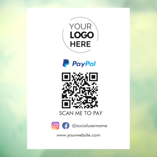 PayPal QR-code | Scannen naar zakelijke Logo betal Raamsticker (Vel 3)