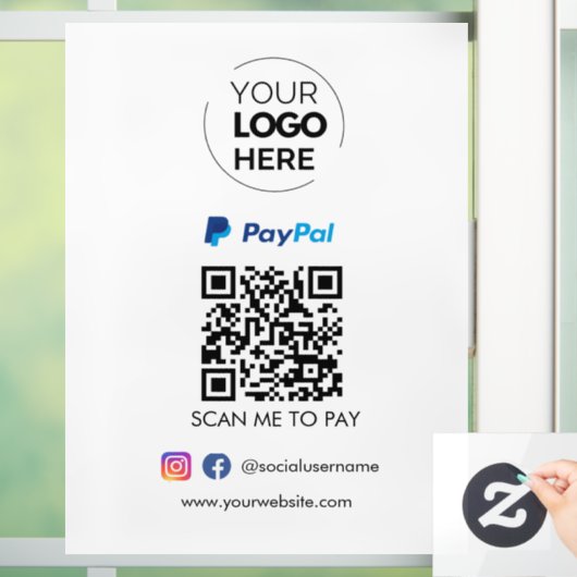 PayPal QR-code | Scannen naar zakelijke Logo betal Raamsticker (Huis)