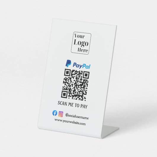 PayPal QR-code voetstuk voor uw bedrijf Reclamebord Met Voetstuk (Voorkant)