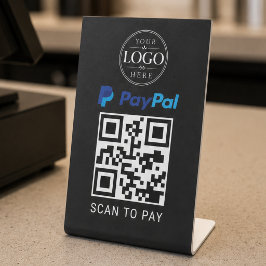 Paypal Scan om te betalen Tafelmodel Display Reclamebord Met Voetstuk