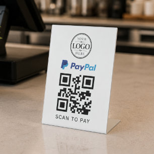 Paypal Scan om te betalen Tafelmodel Display Reclamebord Met Voetstuk