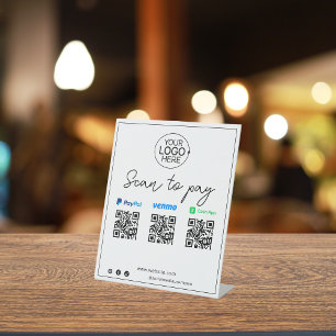 PayPal Venmo Cash App Mobiel Betaalscript Reclamebord Met Voetstuk