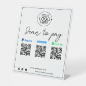 PayPal Venmo Cash App Mobiel Betaalscript Reclamebord Met Voetstuk (Voorkant)