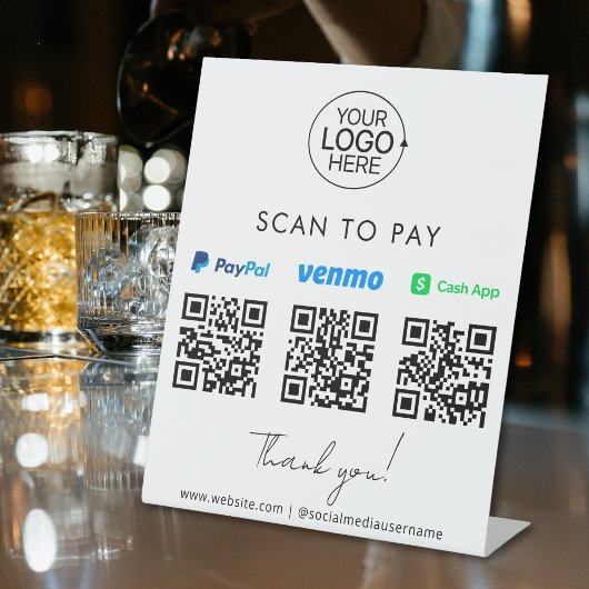 PayPal Venmo Cash App QR Code Betaling Voeg Logo t Reclamebord Met Voetstuk