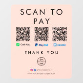 Paypal Venmo Cash App Scan naar betalen QR-code Lo Raamsticker (Vel)