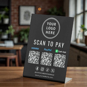 Paypal Venmo CashApp QR-codes Scan om te betalen L Reclamebord Met Voetstuk