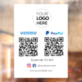 Paypal Venmo QR Code Betaling | Scannen naar betal Raamsticker (Vel 2)
