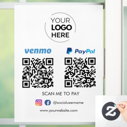 Paypal Venmo QR Code Betaling | Scannen naar betal Raamsticker (Huis)