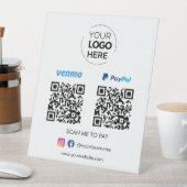 Paypal Venmo QR Code Betaling | Scannen naar betal Reclamebord Met Voetstuk (Insitu)