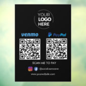Paypal Venmo QR Code Betaling | Scannen naar zwart Raamsticker (Vel 3)