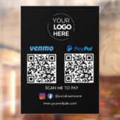 Paypal Venmo QR Code Betaling | Scannen naar zwart Raamsticker (Vel 2)
