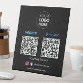 Paypal Venmo QR Code Betaling | Scannen naar zwart Reclamebord Met Voetstuk (Insitu)