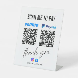 PAYPAL VENMO QR CODE SCAN OM TE BETALEN BEDANKT RECLAMEBORD MET VOETSTUK