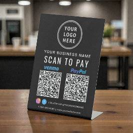 Paypal Venmo QR-codes Scan om te betalen Logo Zwar Reclamebord Met Voetstuk