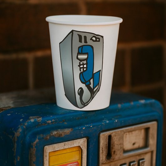 Payphone Blue Telefoon Papieren Bekers