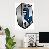 Payphone Blue Telefoon Poster (Thuiskantoor)