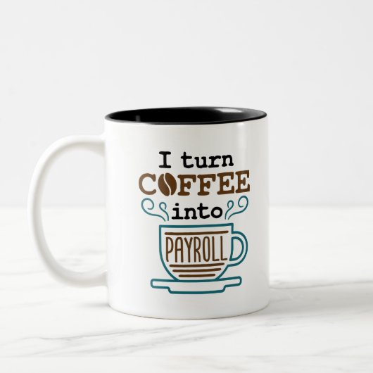 Payroll Clerk ik maak van koffie een loonrol Tweekleurige Koffiemok (Links)